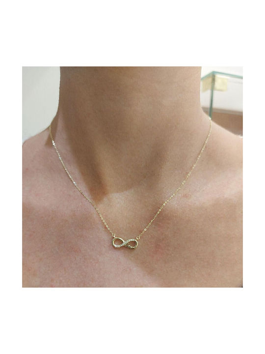 Ios Necklace Infinity from Gold 9 K with Zircon