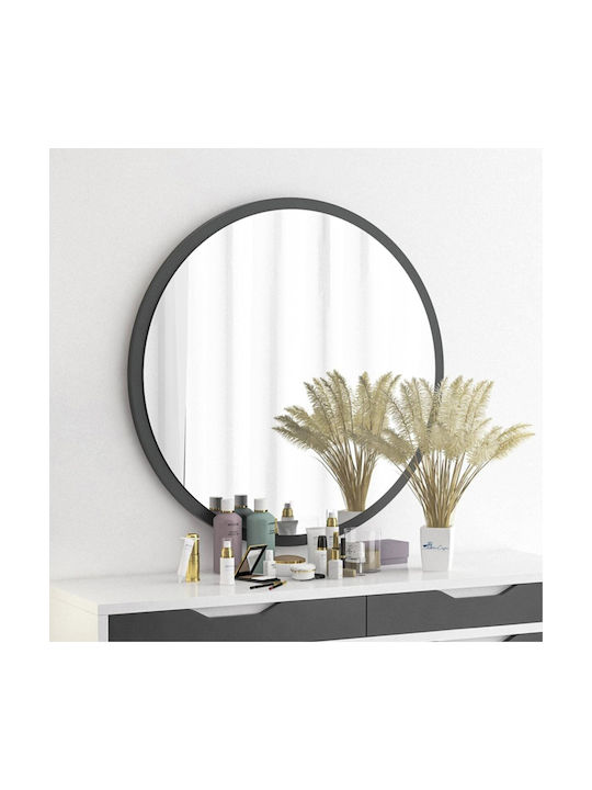 Pakketo Rodro Wall Mirror with Gray Wooden Frame 62x62cm 1pcs