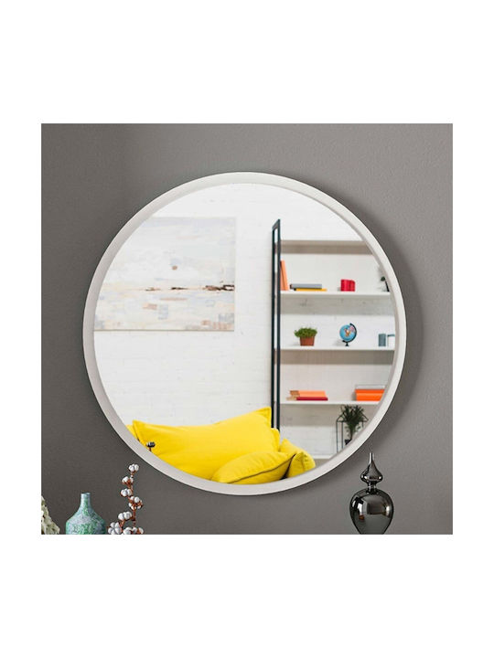 Pakketo Rodro Wall Mirror with White Wooden Frame 62x62cm 1pcs