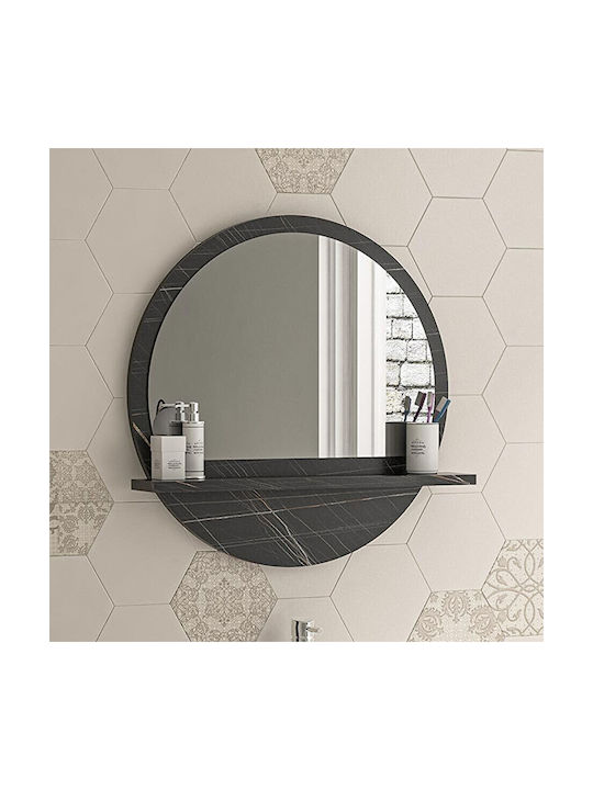 Pakketo Breda Wall Mirror with Gray Wooden Frame 49x49cm 1pcs