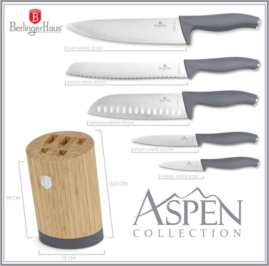 Berlinger Haus Collection Knife Set with Base from Stainless Steel 6 Pieces
