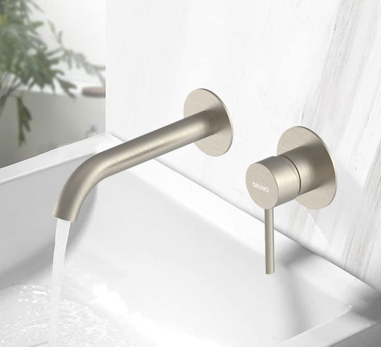 Bruno Set Mischer & Auslauf für Wandmontage für für Waschbecken Silber