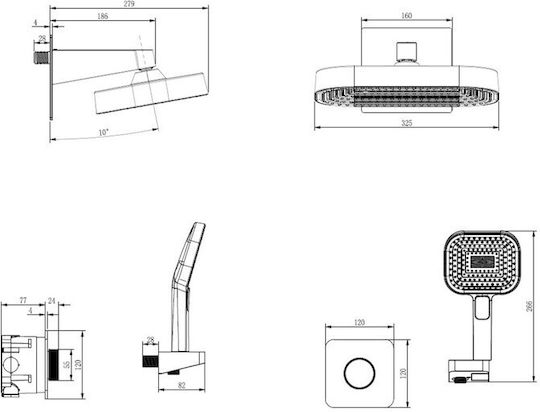 Sparke Built-in Mixer, Hand Shower & Shower Head Set for Shower 2 Exits Black Sparke Built-in Mixer, Hand Shower & Shower Head Set for Shower 2 Exits Black