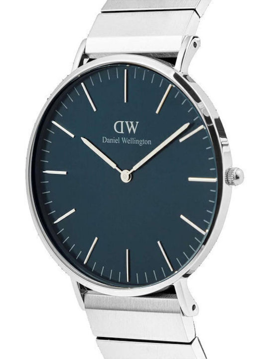 Daniel Wellington Classic Men's Watch 40mm Battery with Silver Metal Bracelet