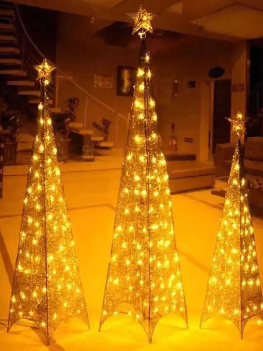 Illuminated Christmas Decorative Tree Pyramid 180cm Gold