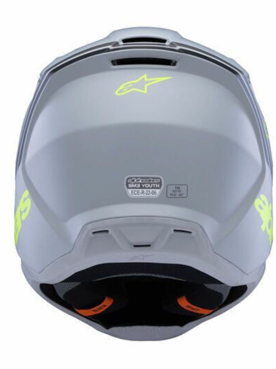 Alpinestars SM3 Gray/Black/Yellow Fluo Matte Child Motorcycle Helmet Motocross DOT ECE 22.06 1060g