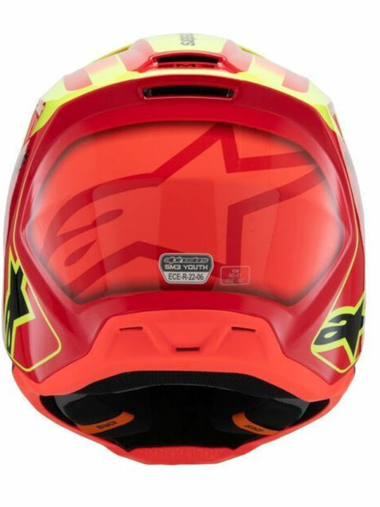 Alpinestars SM3 Red/Yellow Fluo/Black Glossy Child Motorcycle Helmet Motocross DOT ECE 22.06 1060g