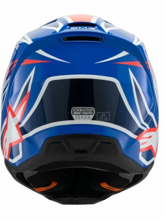 Alpinestars SM3 Blue/Red/White/Black Glossy Παιδικό Κράνος Μηχανής Motocross DOT / ECE 22.06 1060gr