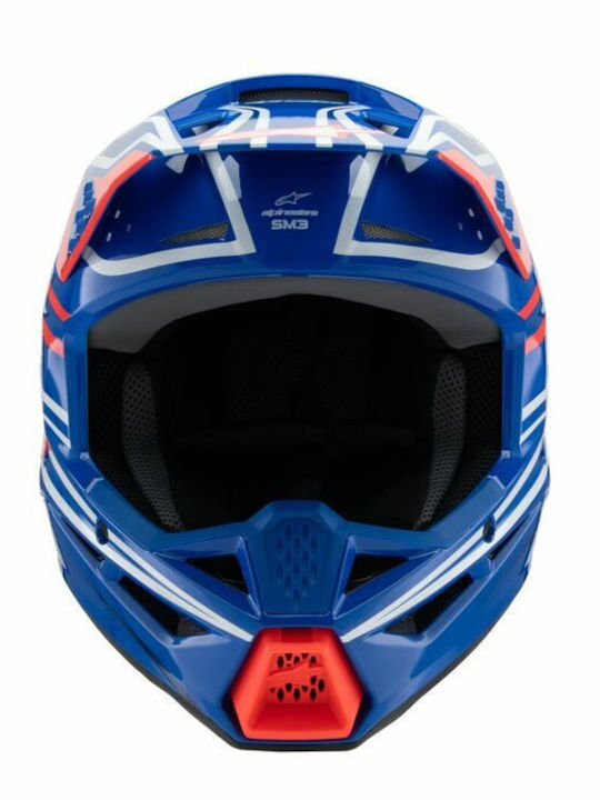 Alpinestars SM3 Blue/Red/White/Black Glossy Παιδικό Κράνος Μηχανής Motocross DOT / ECE 22.06 1060gr