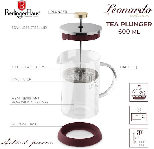 Berlinger Haus Filterkaffeemaschine Handbetrieb Rostfreier Stahl Rote 600ml