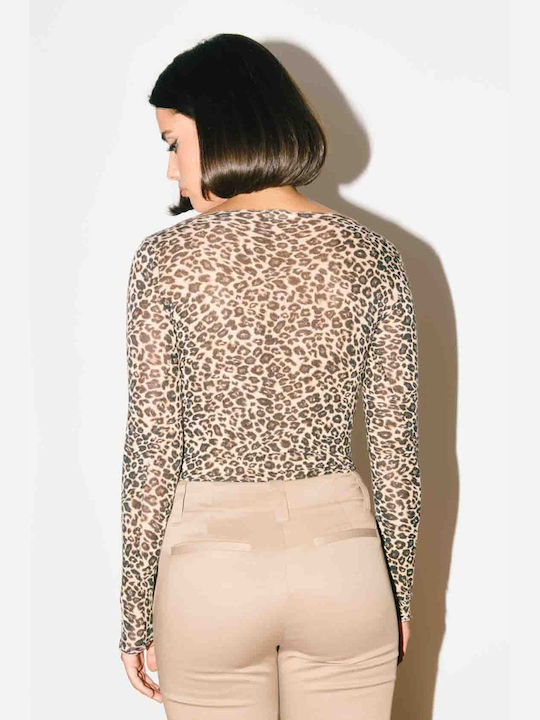 Pour Moi Women's Blouse Animal Print Leopard