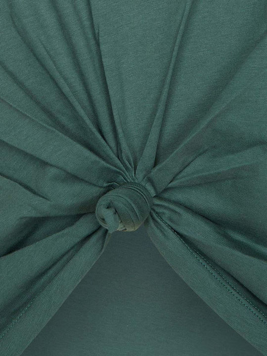 Logo Women's Blouse Cotton Short Sleeve Green