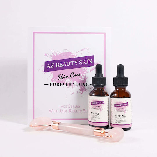 Anti-wrinkle Set 1 X Quartz Roller 2 Facial Serums 2x 30 Ml Az Beauty Skin