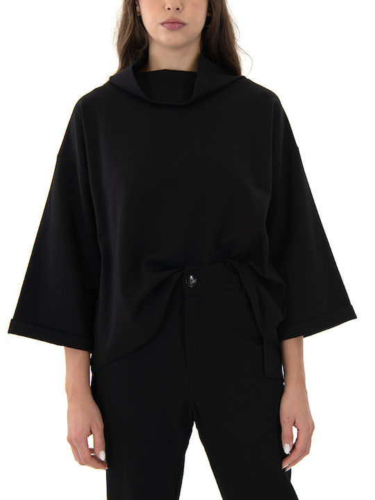 MY T Women's Blouse with 3/4 Sleeve Black