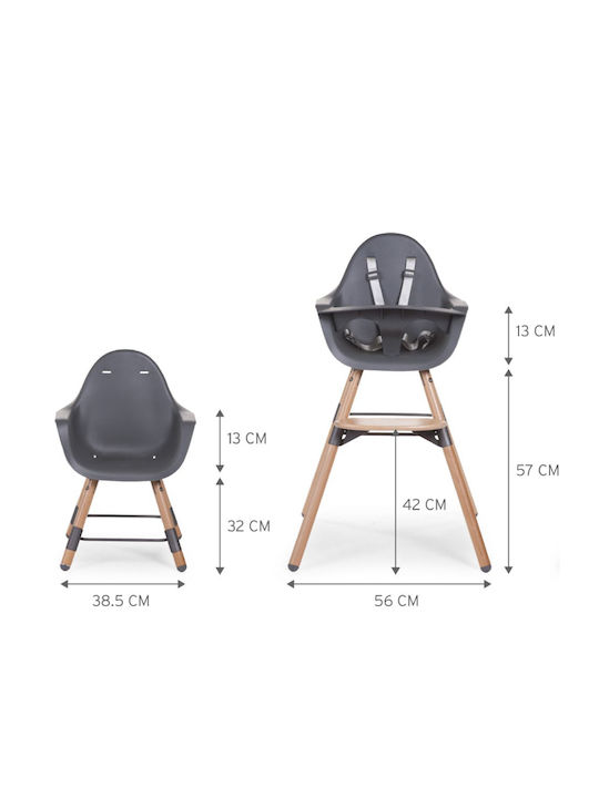 Childhome Evolu 2 Καρεκλάκι Φαγητού με Ρυθμιζόμενο Ύψος Walnut/Black