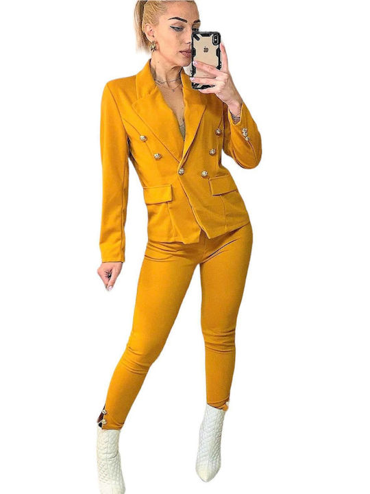 Woman's Fashion Femei Yellow Set cu Pantaloni