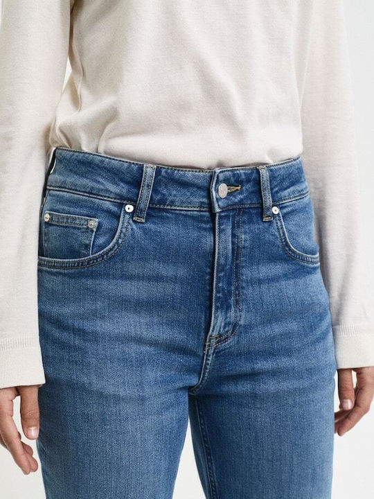 Ψηλόμεσο Γυναικείο Jean Παντελόνι Καμπάνα σε Slim Εφαρμογή