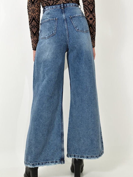 Hoch tailliert Damenjeans Schlaghose in Schlanker Passform Blue Jeans