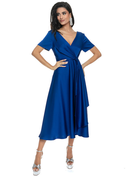 RichgirlBoudoir Midi Evening Dress Satin Wrap Blue