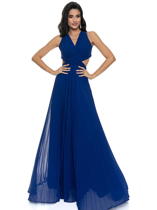 RichgirlBoudoir Maxi Evening Dress with Sheer Red, Royal Blue