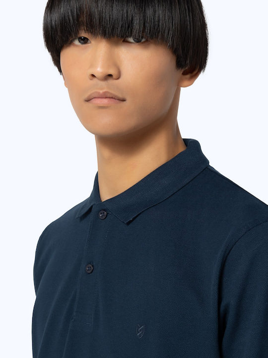 The Bostonians Men's Long Sleeve Blouse Polo Petrol Blue