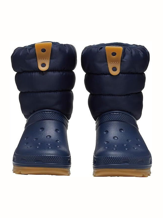 Crocs Kids PU Leather Boots Navy Blue