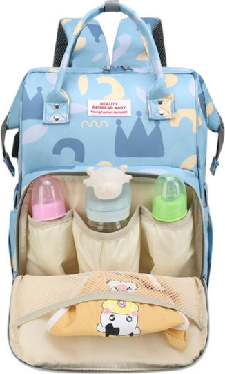 Queen Mother Τσάντα-Αλλαξιέρα Πλάτης Wild Sea Beauty Aerbear Baby Γαλάζια 42x32x18εκ.