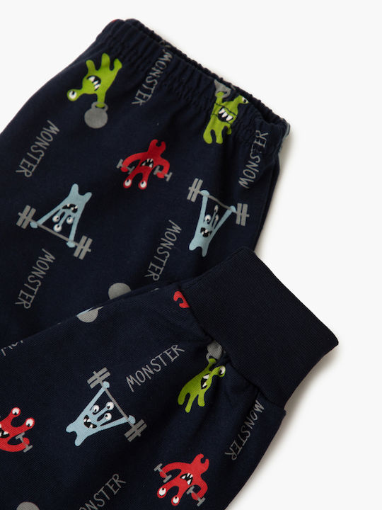 Minerva Kinder Schlafanzug Winterlich Blue Marine Monster