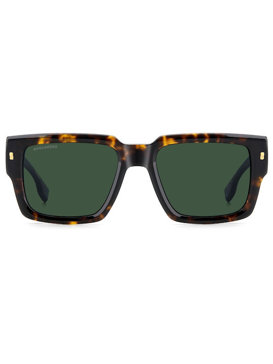 Dsquared2 Sunglasses with Brown Tartaruga Plastic Frame and Green Lens D20143/S 086QT