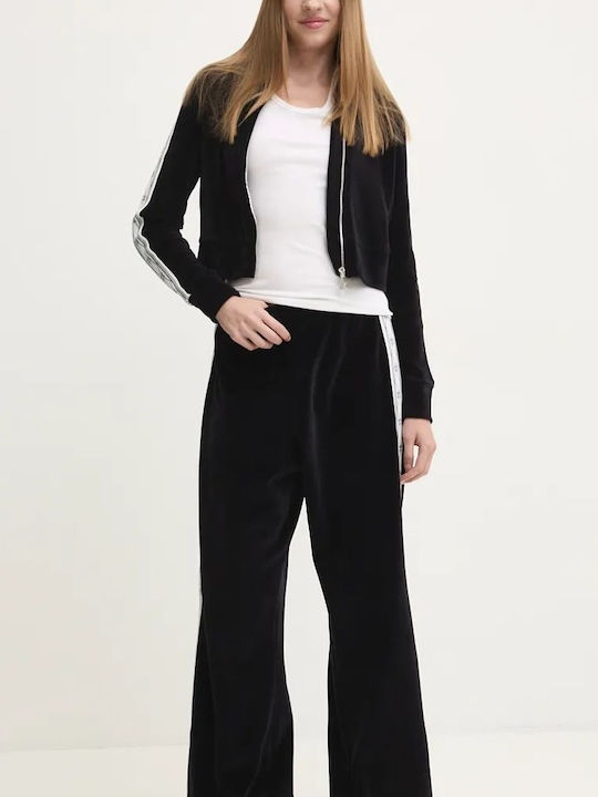 Cropped Γυναικείο Φούτερ Βελουτέ Black