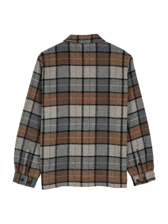 Santa Cruz Men's Shirt Long Sleeve Checked Grey Brown