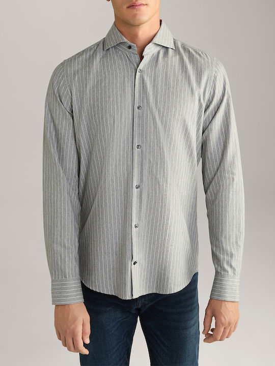 Joop! Men's Shirt Long Sleeve Cotton Striped Light Gray