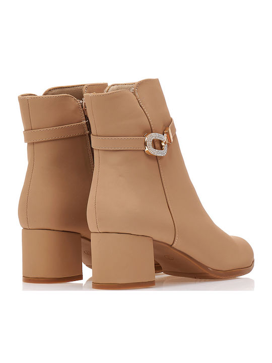 Women's Ankle Boots with Medium Heel Beige