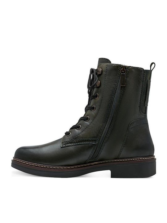 Leather Women's Ankle Boots Green