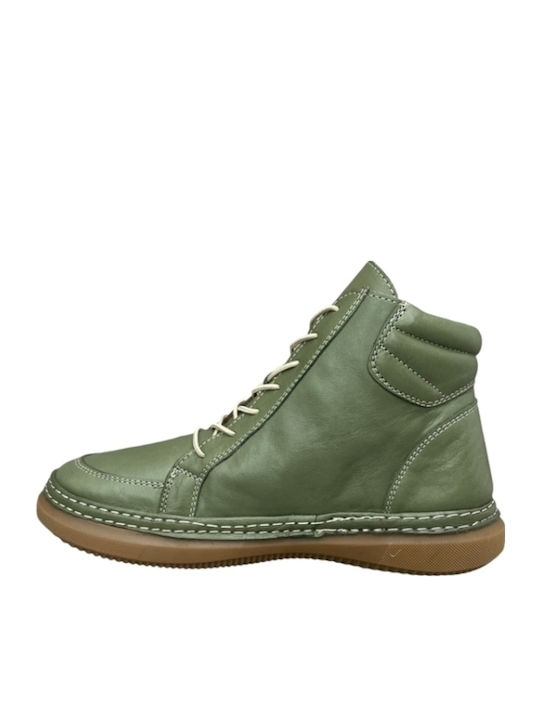 Leder Stiefeletten Damen Grün
