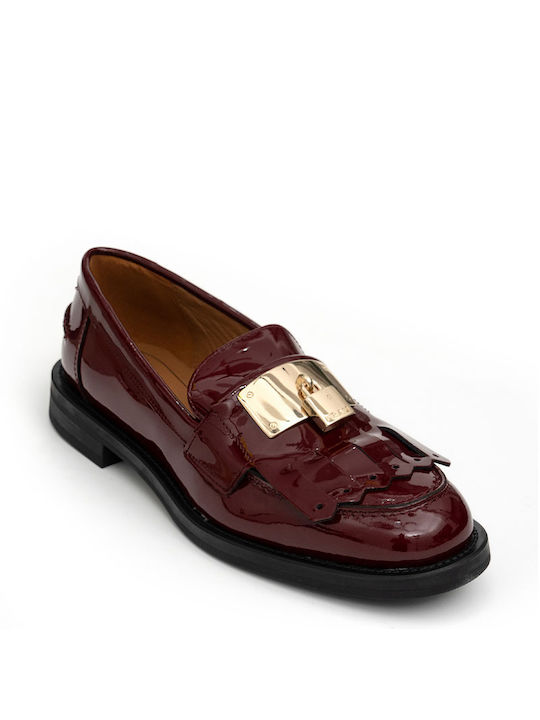 Frau Patent Leather Women's Loafers in Burgundy Color