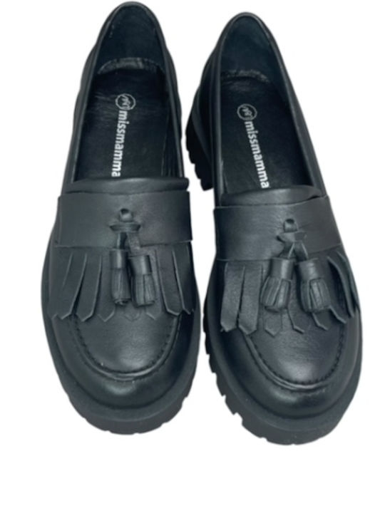 Δερμάτινα Γυναικεία Loafers σε Μαύρο Χρώμα