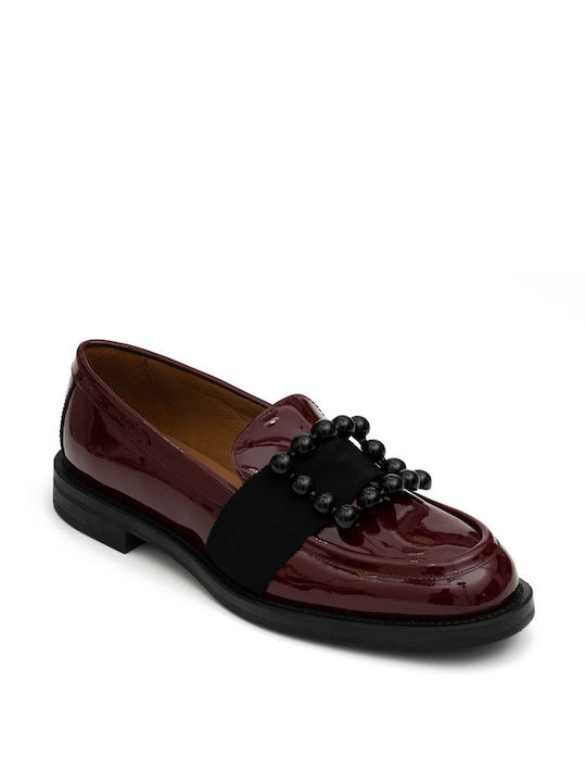 Frau Patent Leather Women's Loafers in Burgundy Color