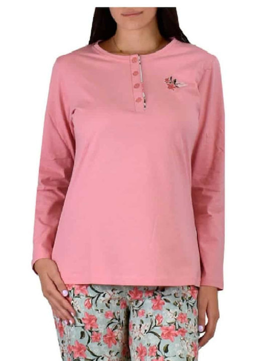 Poleren Winter Damen Pyjama-Set Rose 1425-PEMBE