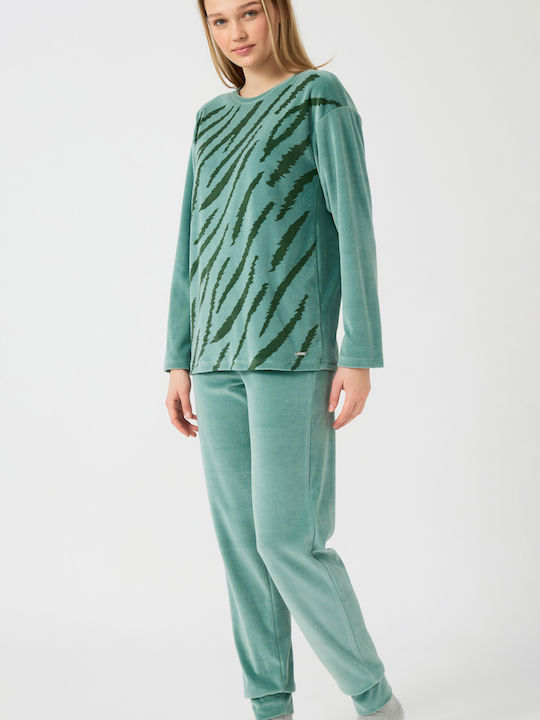 Minerva Winter Damen Pyjama-Set Green Haze