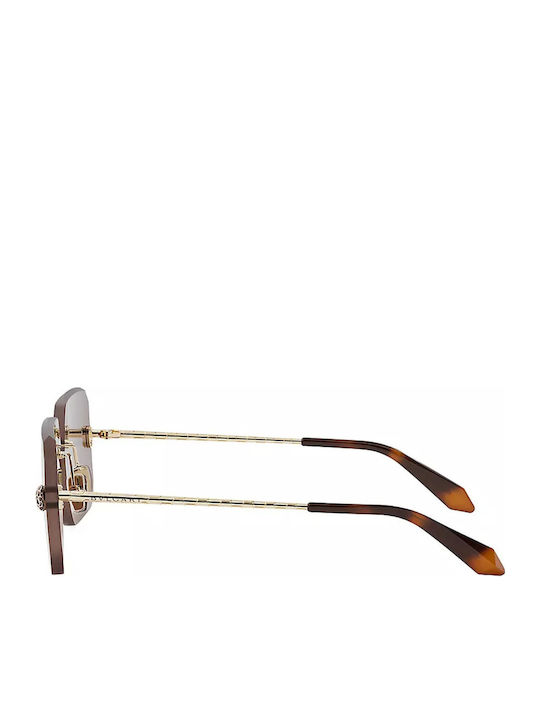 Bvlgari Damen Sonnenbrille mit Gold Metall Gestell und Braun Linse