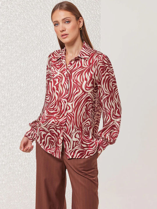 Enzzo Women's Long Sleeve Shirt Bordeaux