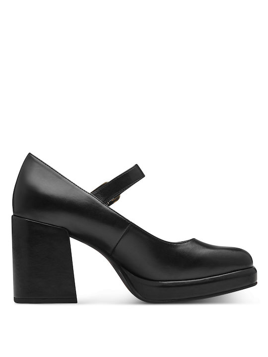 Marco Tozzi Leder Pumps mit Riemchen & hoher Absatz Schwarz