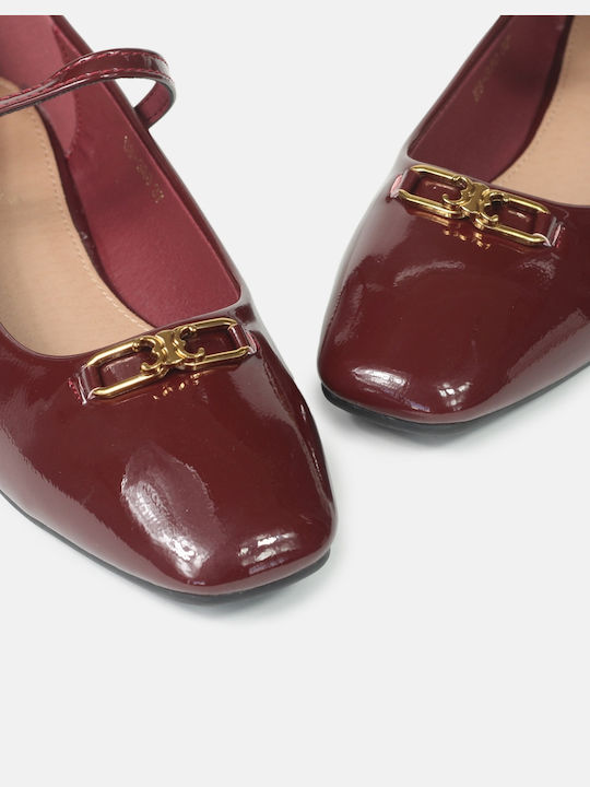 InShoes Damen Ballerinas aus Lackleder in Burgundisch Farbe