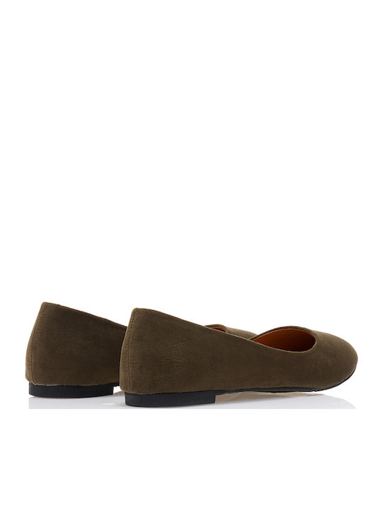 Silia D Wildleder Damen Ballerinas Khaki