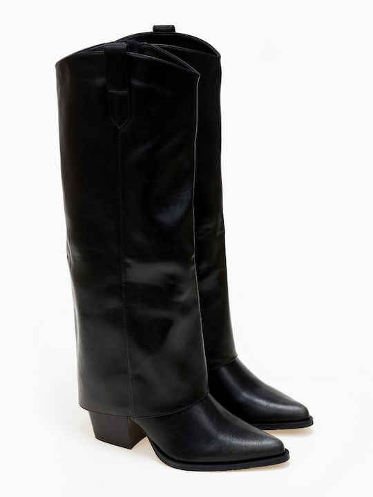 Issue Fashion Medium Heel Cowboy Boots Black