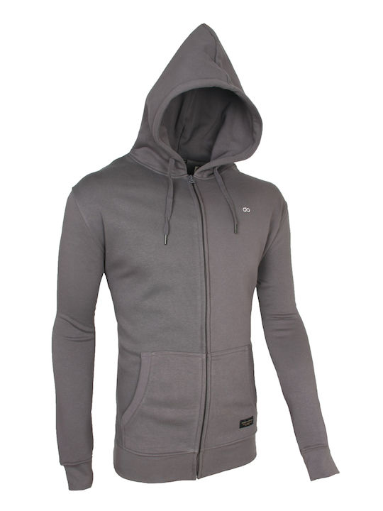 Double Men's Sweatshirt Jacket with Hood Charcoal