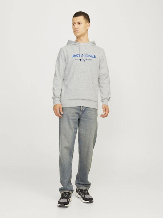 Jack & Jones Men's Sweatshirt with Hood White Melange