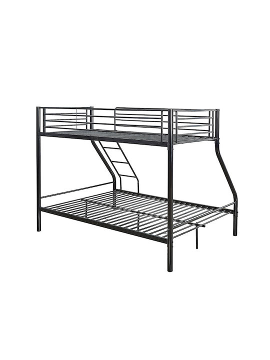 Doppel Kinderbett Etagenbett Semi-Doppel Schwarz für Matratze 140x190cm E8045,1