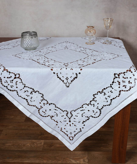 Silk Fashion Καρέ Hy87 Κοφτό Λευκό 140x140εκ.